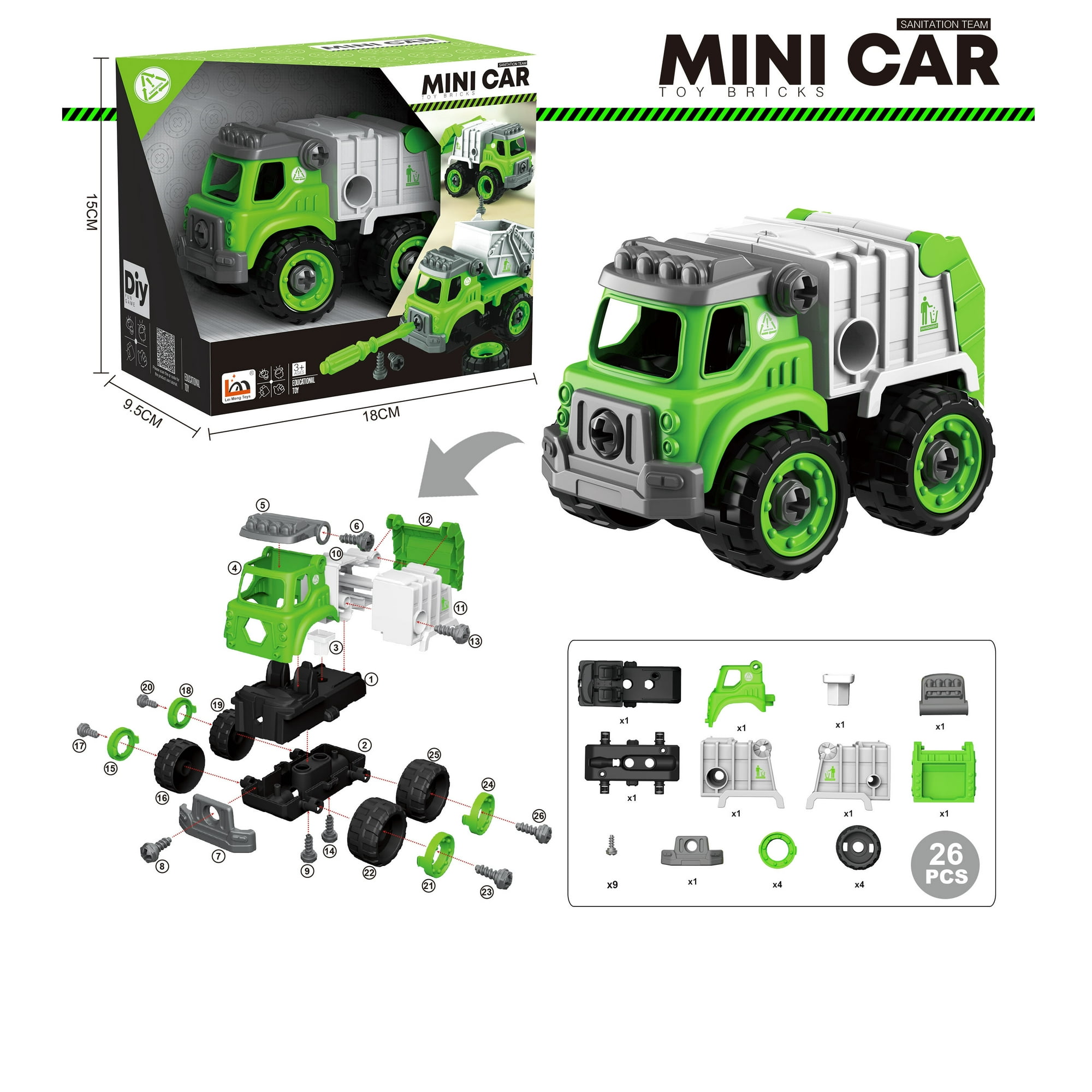 Homewell - Camion Armable 12.5*8.5*10 Cm