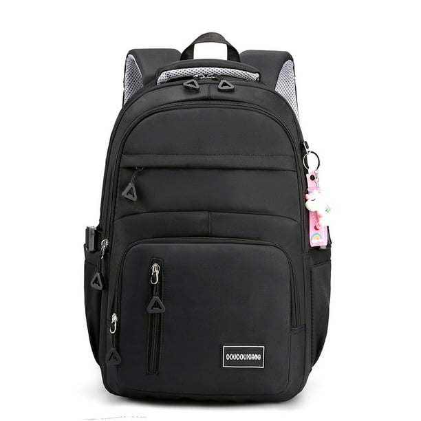 Girls School Bag With pendant Nylon Backpack Travel Rucksack Multi Pockets Waterproof Casual Simple Style Schoolbag for Teenager