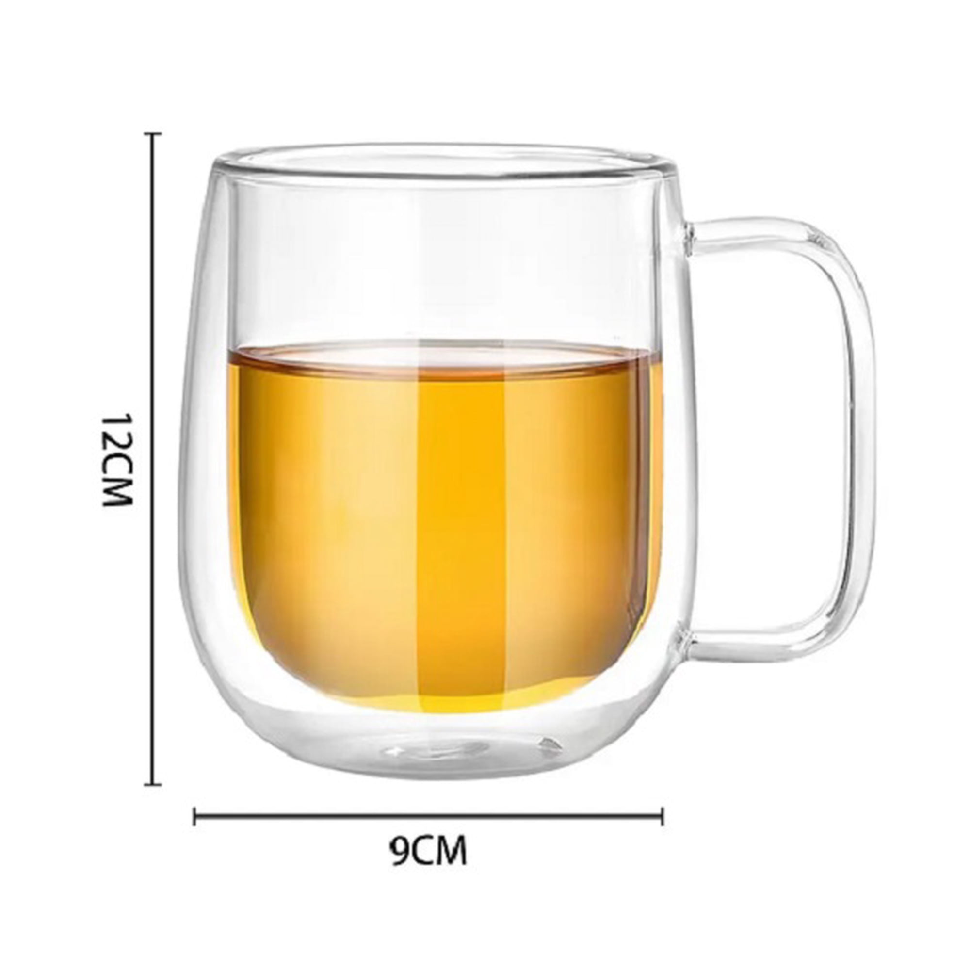 Genérico - Tazas De Vidrio Transparente De Café Doble Pared 350 Ml 12 Cm* 9 Cm
