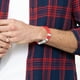 thumbnail image 5 of Pulsera hombre dijes acero triple cuero trenzado rojo, 5 of 6