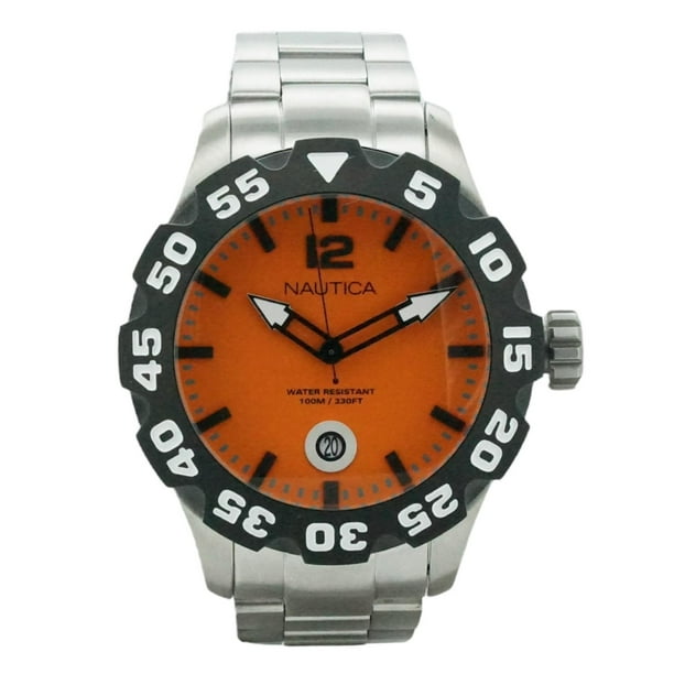 stainless steel reloj nautica naranja caucho