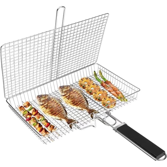 Canasta para parrilla SURPZON grande, portátil y plegable 32 x 24 x 5 cm