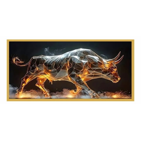 Genérico - Cuadro Decorativo Arte Abstracto Moderno Toro Fuego Jhn