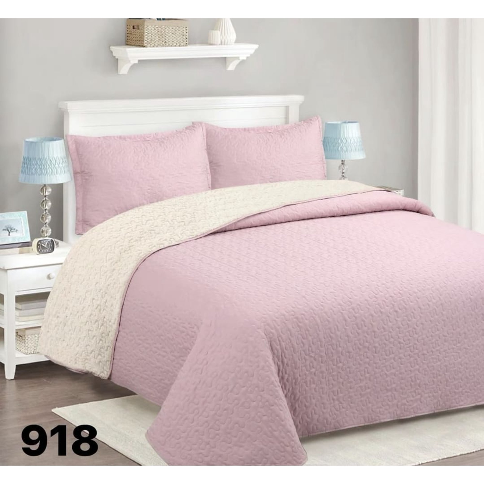 Genérico - Cubrecama Quilt Sherpa King - Palo Rosa M918