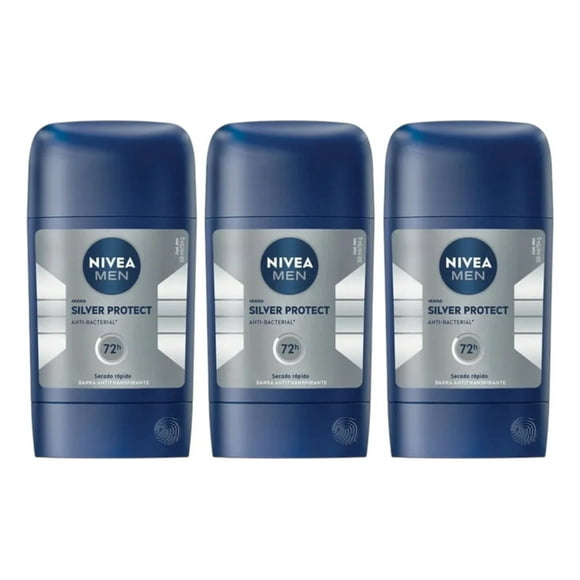 NIVEA MEN SILVER PROTEC 72H BARRA ANTITRANSPIRANTE 50ML x3