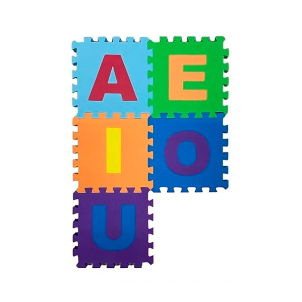 Genérico - Set De 5x Piezas Goma Eva Didactico A E I O U - 30 Cm X 30 Cm X 1 Cm - Tatami