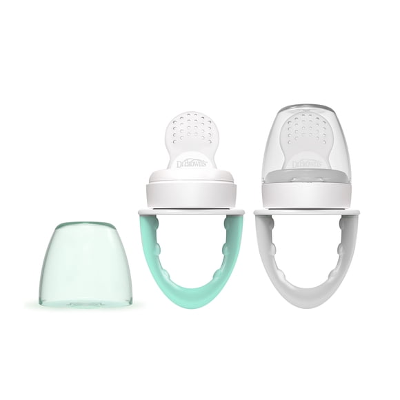 Comedero de silicona Dr. Brown's Fresh First Mint & Grey, 2 unidades