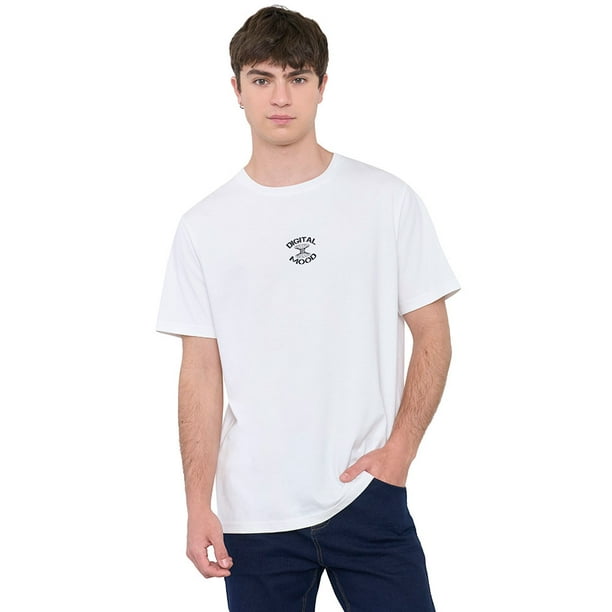 Polera Hombre Texto Corte Blanco Corona
