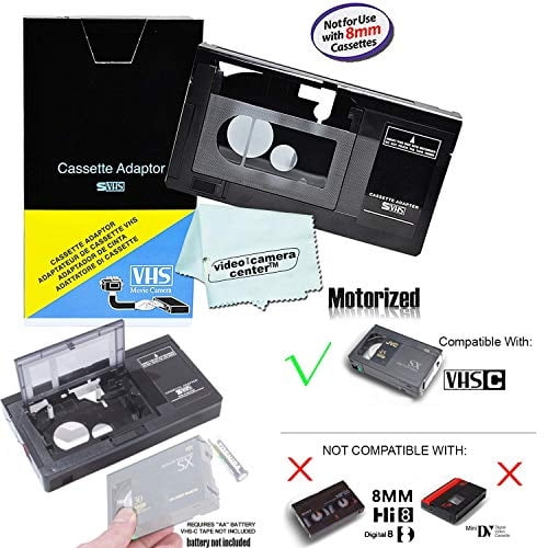 Mag - Adaptador De Cassette Vhs-c Motorizado Para Jvc C-p7u Cp6bku C-p6u, Panasonic Pv-p1, Rca Vca115 + 1 Paño De Microfibra Mns