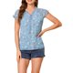 thumbnail image 1 of INSPIRE CHIC Blusa Floral de Mujer con Manga Corta de Gasa Casual con Volantes Azul XS, 1 of 7