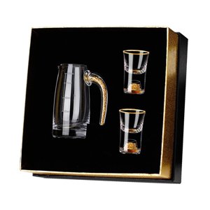 Magideal - Juego De Vino De Estilo Chino, Juegos De Vasos De Garrafa, Juego De Vasos De Vidrio Fuerte, Dispensador De Vino, Para Juego De Regalo De Lujo Hermoso 2 Copas De Hojas De Oro