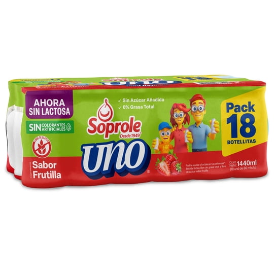 Probiótico Uno Frutilla Pack 18 Botellas 80 ml c/u Soprole
