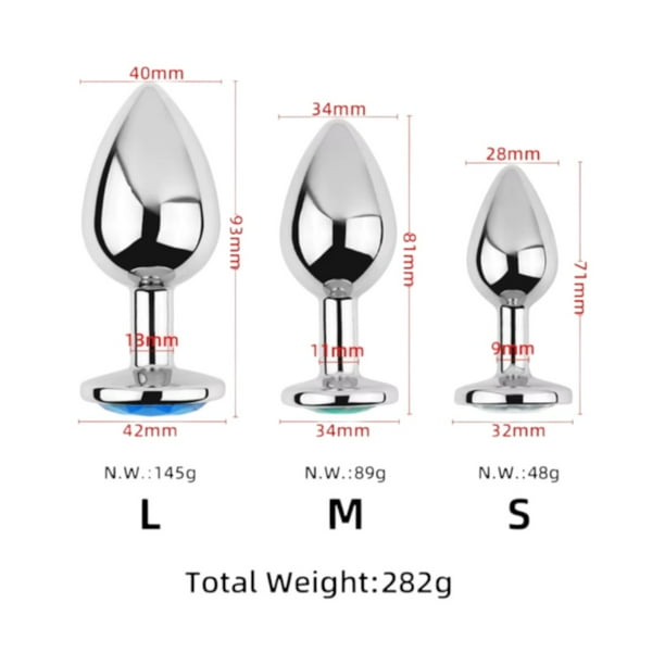 Set de 3 Plug Anal Acero Inoxidable S, M y L Color al Azar