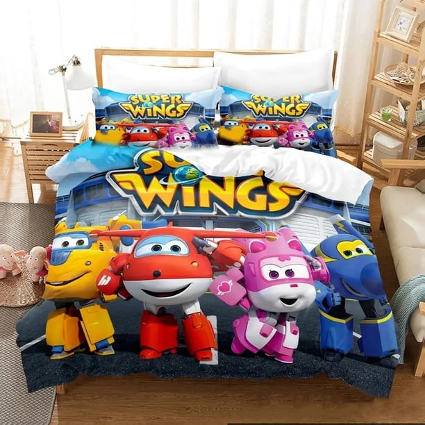 SuperWings Bedding Set Boys Girls Duvet Cover Pillowcase Bed boys Adult