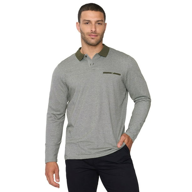 Polera Hombre Polo Piqué M/L Musgo Corona