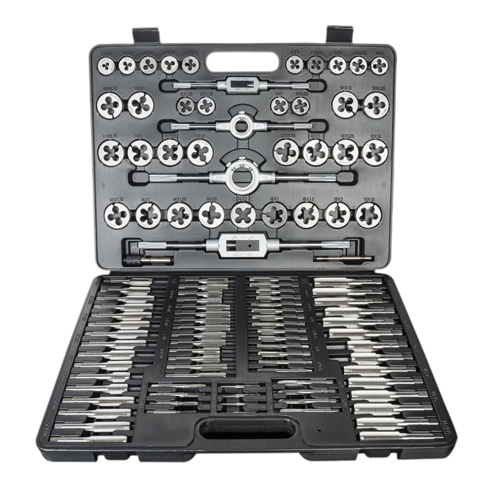 Magideal - Juego De Herramientas De Roscado Esencial Métrico, Grifo Y Die Set De 110 Uds., Llave Con Estuche De Transporte, Kit De Reroscado, Kit De Calibre Para