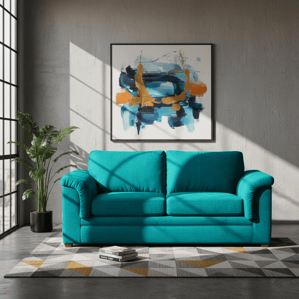 Sofa Ancona 3 C Tela Velvet Turquesa