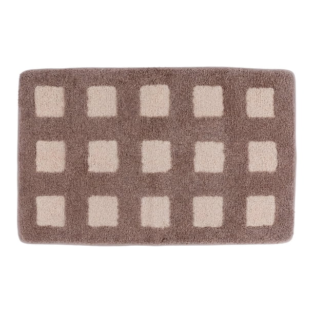 REGALWOVEN Alfombras de Baño Absorbentes Antideslizantes Alfombra de Baño a Cuadros Suave y Acolchada para Decoración del Hogar Marrón 32" x 20"