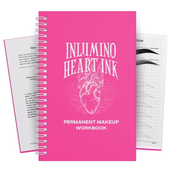 Cuaderno de Práctica de Micropigmentación Inlumino Heart Ink 55 Páginas