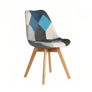Klik Muebles - Silla Eames Patchwork Acolchada Tela Wood - Celeste