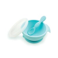 Bumkins - Set Mi Primer Plato + Cuchara De Silicona Celeste