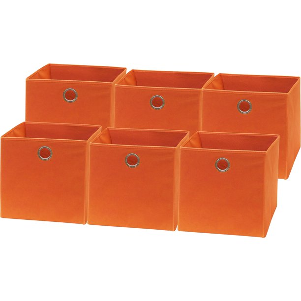 Cubos plegables Storage Bins Simple Houseware de 11 pulgadas, color naranja, paquete de 6