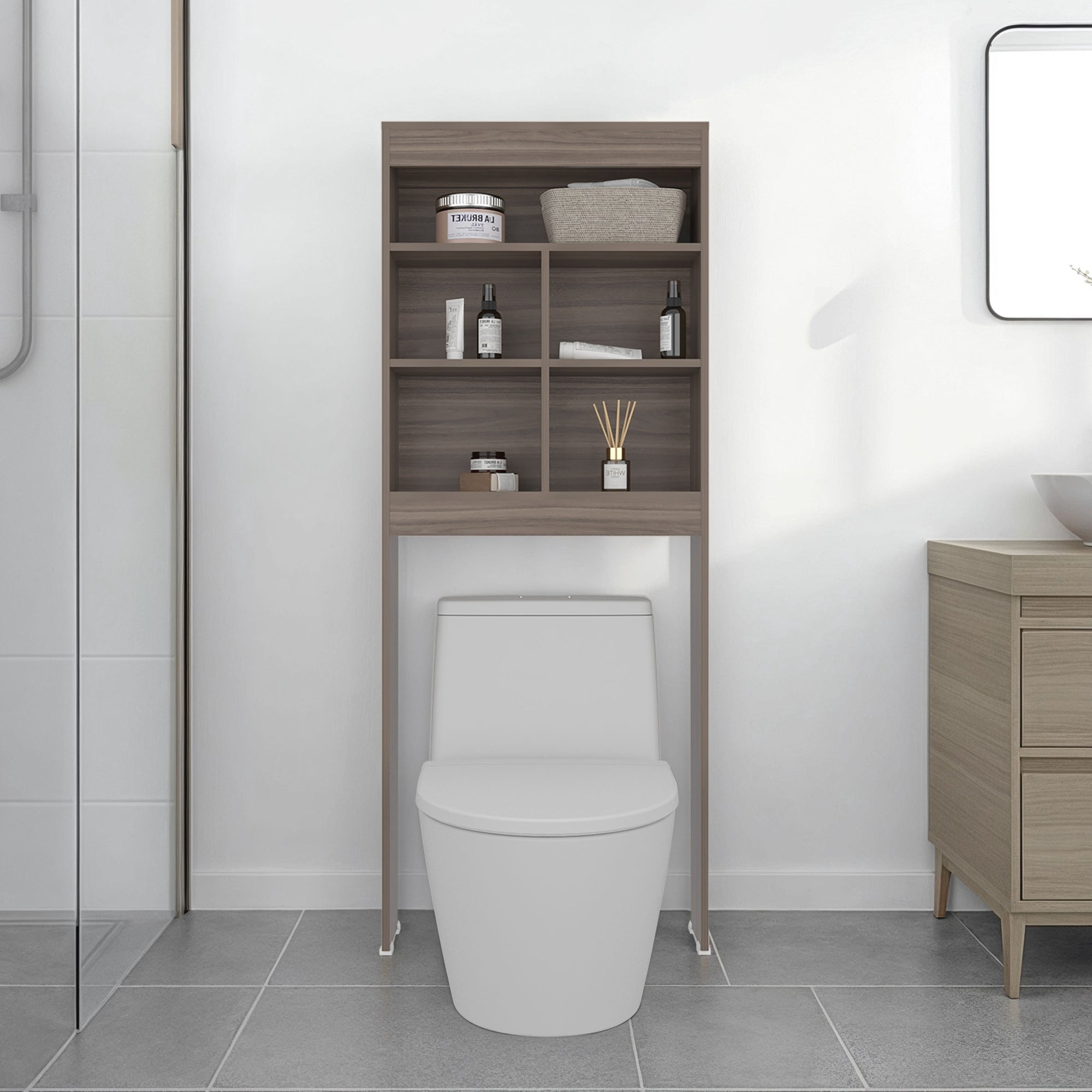 Tuhome - Estante Wc Bath Duo 160,8x63,2x20,1 Cm Avellana