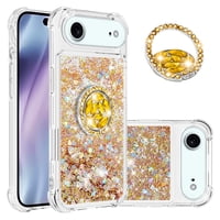 Foxdock Funda Glitter Líquida Para Iphone 17 Air Con Anillo Brillante, Tpu Antichoques Y Esquinas Reforzadas, Soporte