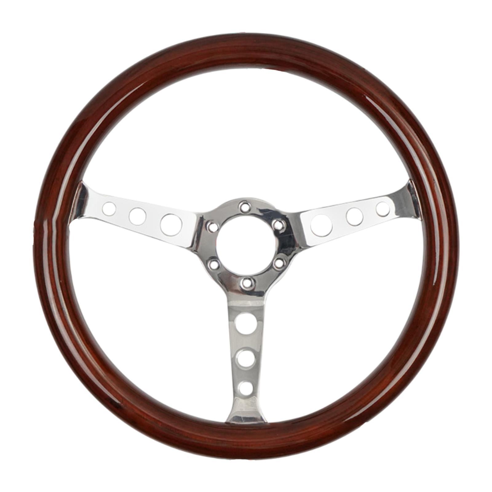 Magideal - Accesorio Para Volante De Coche De 38 Cm, Madera, 6 Agujeros, Diseño Vintage, Aleación De Aluminio, Piezas Modificadas Para Simulación De Conducción.