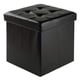 thumbnail image 1 of Otomana Winsome Wood Ashford con almacenamiento de piel sintética negra, 1 of 6