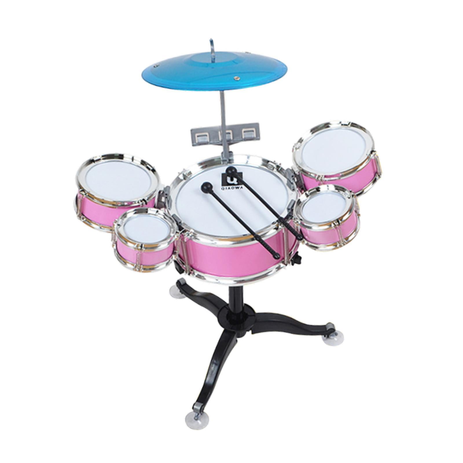 Magideal - Batería Infantil Set De Percusión Tambor Jazz Juguete Educativo Con Material Pp Pvc Metal Adecuado Para Principiantes Niños Niñas Fiestas Cumpleaños Rosa