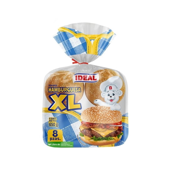 Pan De Hamburguesa Xl 8 Un 650 g Ideal