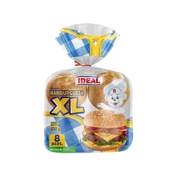 Pan de Hamburguesa XL 8 Un, 650 g