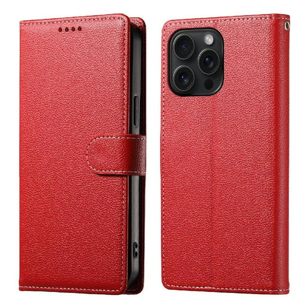 Funda Para Iphone 15 Pro Max– Cuero Premium, 3 Ranuras Para Tarjetas, Protección Contra Impactos
