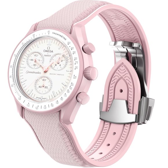 Correa REBANDACE de 20 mm para MoonSwatch con hebilla plegable rosa