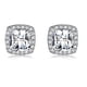 thumbnail image 1 of 18K White Golden Plated Halo Stud Earrings with Square Cubic Zirconia and Simulated Diamonds, 1 of 4