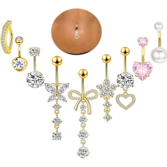 Anillos para ombligo Suotarn 14G 10 mm, 9 piezas