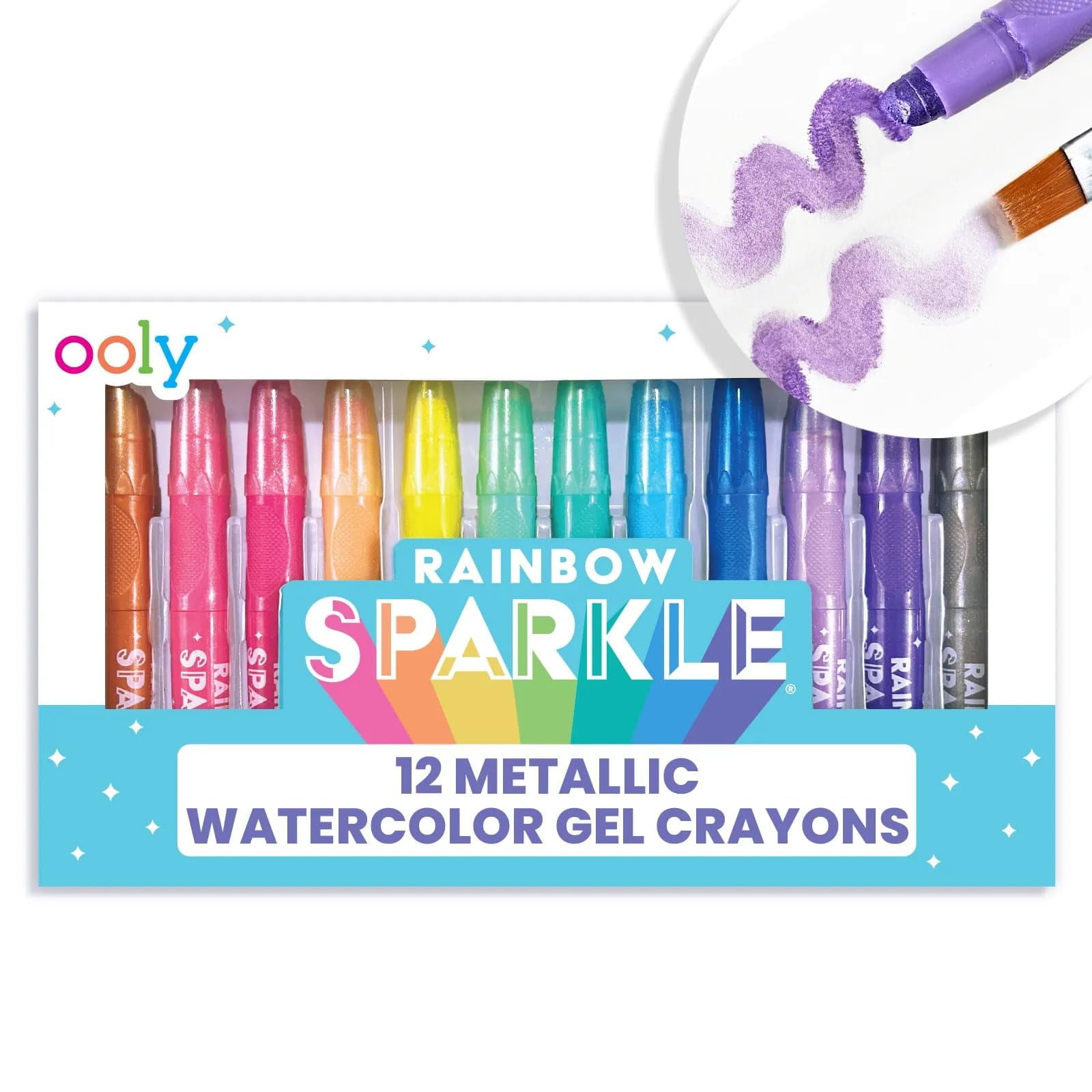 Lápices De Colores En Gel Para Acuarela Ooly Rainbow Sparkle Metallic X12