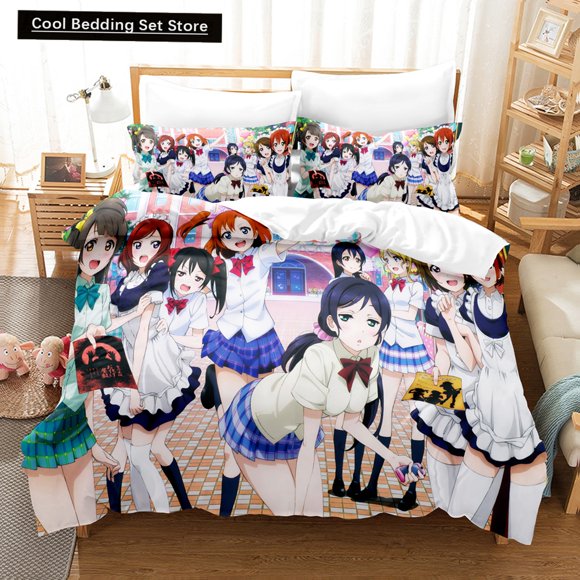Cartoons LoveLive! School idol project Bedding Sets Duvet Cover Set With Pillowcase Twin Full Bedclothes Bed Linen Bed Sheets