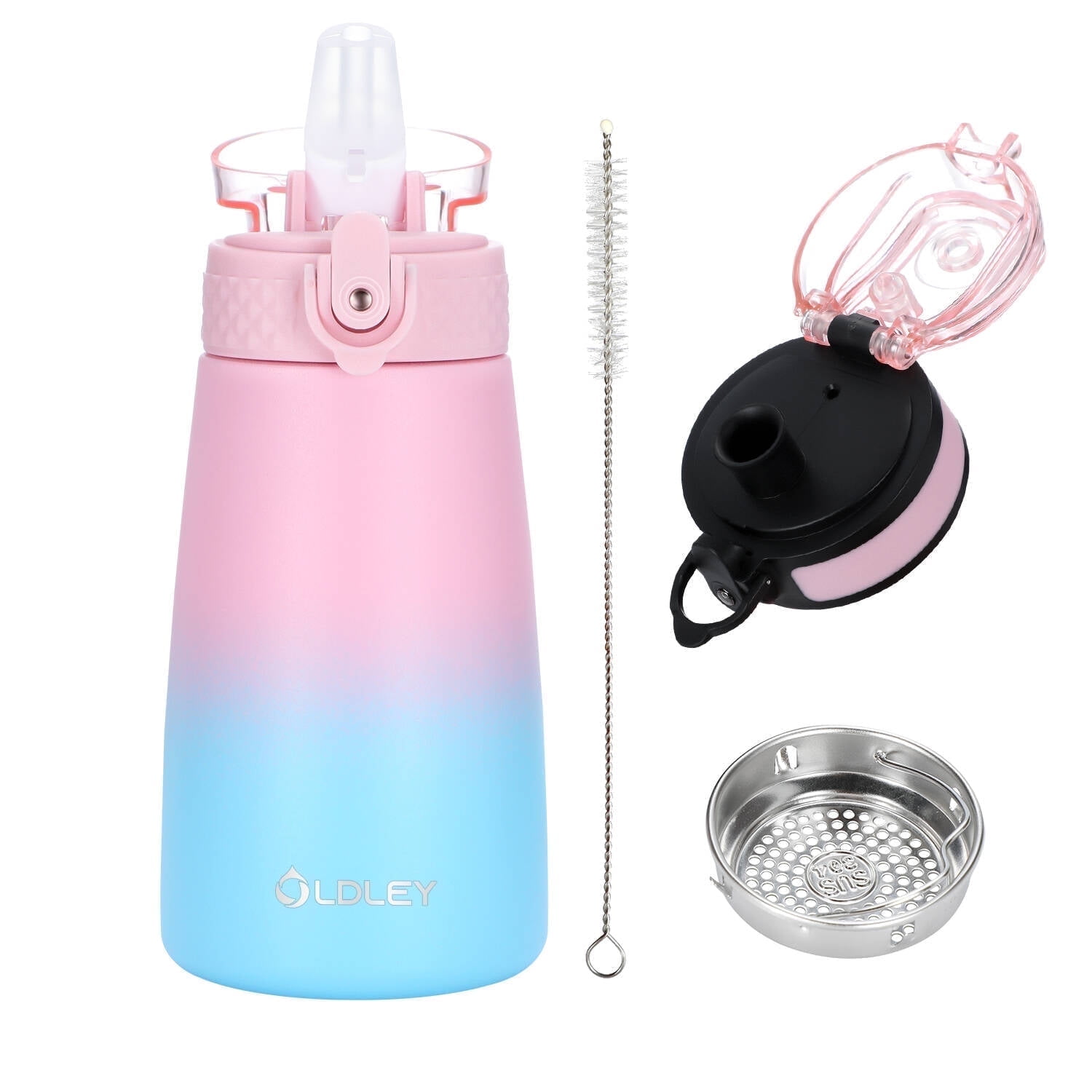 Botella De Agua Oldley Acero Inoxidable 355ml Con Tapa De Pajilla Y Stickers