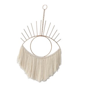 Magideal - Boho Macramé Colgante De Pared Ojo De Metal Telón De Fondo Regalo Artesanía Decoración De Dormitorio Decoración De Pared Arte Tapiz Tejido Para Fiesta