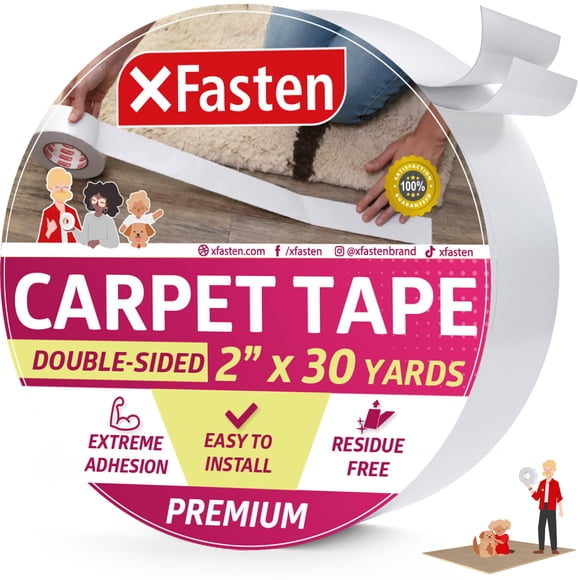 Cinta adhesiva XFasten de doble cara, 5 cm x 27,4 m, para alfombras