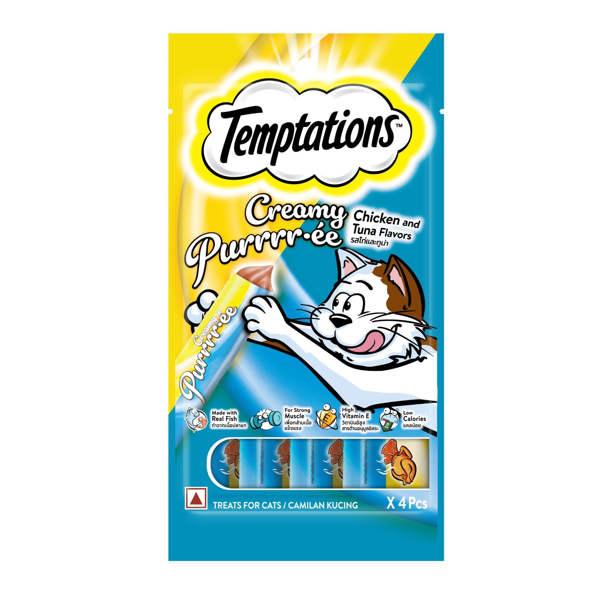 Snacks Húmedo Gato Sabor Pollo Y Atun 48 g TEMPTATIONS