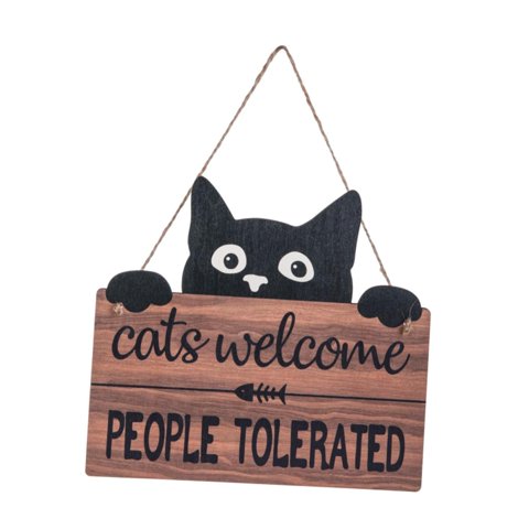 Bothyi - Letrero De Bienvenida Con Forma De Gato Divertido, Placa De Madera Para Decoración De Exteriores