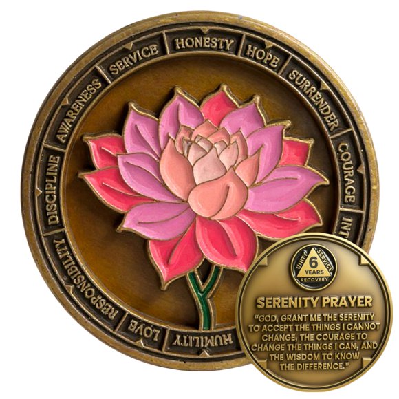 Moneda de Sobriedad Bliss and Beam 6 Años Loto de Latón