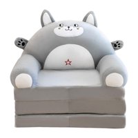 Magideal - Sillón Plegable De Felpa Con Respaldo Para Sofá De Niños, Sofá Plegable 2 En 1 Para Niños, Sofá Perezoso De Dibujos Animados Lindo, Sofá Cama Para Niñ Gris