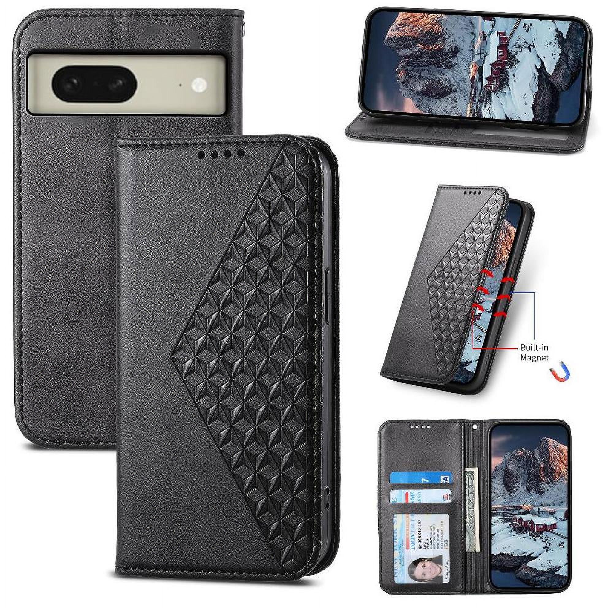 Funda Flip Foxdock Para Google Pixel 8 , Estilo Billetera Con Diseño Rombo, Correa De Mano Y Soporte, Uso Diario