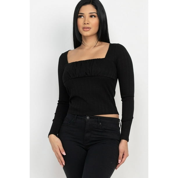 Top de Cuello Cuadrado Fruncido