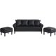 thumbnail image 2 of Sofá Lua 3C + 2 Poufs Pu Negro, 2 of 4