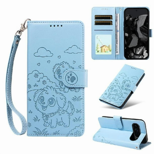 Funda Billetera FOXDOCK Compatible con Google Pixel 10/10 Pro, Diseño Perrito Tierno, Ranuras para Tarjetas y Soporte Plegable